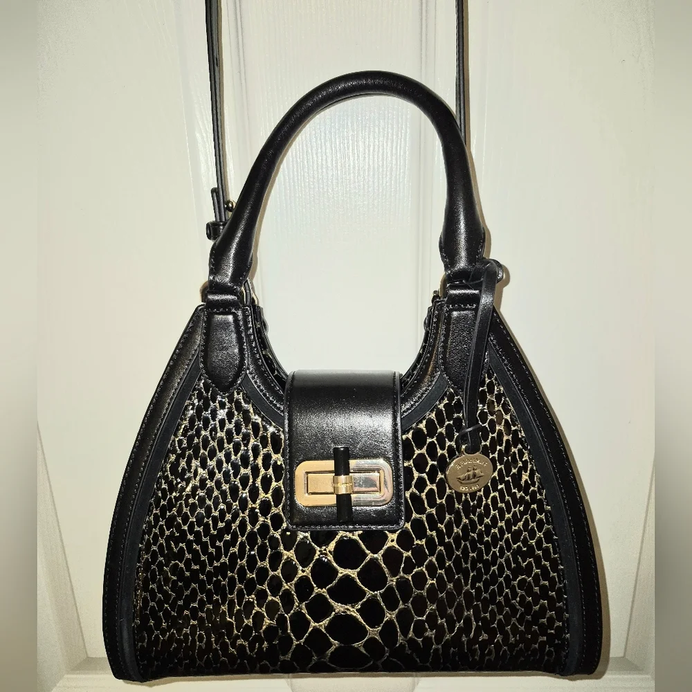 Brahmin Black and Gold Adrian Satchal